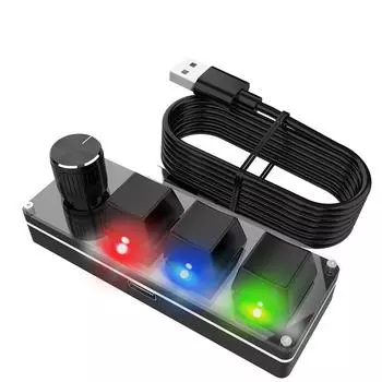 Программируемая клавиатура Macro Mechanical DIY Mini RGB Gaming Custom 3 Keys Keypad Knob Keypads For Photoshop