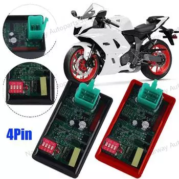Программируемый CDI для зажигания мотоцикла 4-контактный DC CDI гоночный DIP-переключатель для ACTIVE WAVE 110 TC100 ATV 150 Dirt Bike Go Kart красный