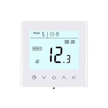 Программируемый термостат 95-240 В, цифровой ЖК-дисплей, сенсорный экран, регулятор температуры для электрической системы подогрева пола 16А с датчиком 3 м чёрный