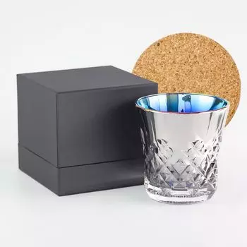 PROGRESS Аутентичные стильные камни Стекло Титан Зеркало Сделано в Японии Подарок на праздничный день Виски Вино Мягкий алкоголь Включает пробковую подставку