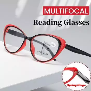Прогрессивные мультифокальные очки для чтения, женские очки с защитой от синего света, очки для ближнего и дальнего света, сверхлегкие очки TR90 для пресбиопии, Oculos De Grau +1.0