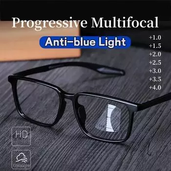 Прогрессивные мультифокальные очки для чтения для женщин и мужчин, винтажные бифокальные очки для дальнего и ближнего зрения, спортивные очки TR90 для пресбиопии 1.0