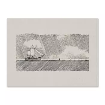 Прогулка по воде Петр и Иисус печатает настенное искусство винтажные библейские эскизы холст живопись декоративная домашняя христианская Настенный декор искусство 21x30cm No Frame