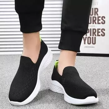 Прогулочная мужская обувь, дышащая, нескользящая, удобная обувь с мягкой подошвой, повседневная обувь с сеткой 40 чёрный