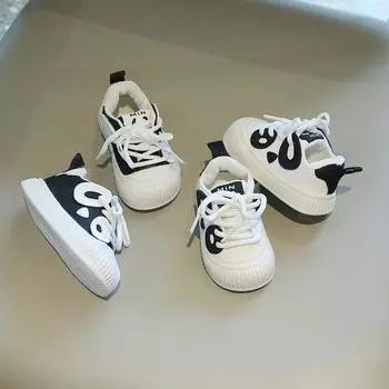 Прогулочная обувь для маленьких девочек, весенне-осенняя новая дышащая повседневная обувь на толстой подошве, черно-белые кроссовки для малышей 16 белый