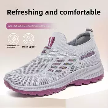 Прогулочная обувь, Женские дышащие туфли с одной стремени на мягкой подошве, Кроссовки 36 чёрный