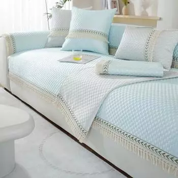 Прохладная диванная подушка с кисточками Doudou, нескользящая летняя подушка из ледяного шелка, простой современный летний коврик, чехол для дивана, тканевое полотенце 70X70