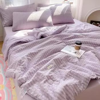 Прохладное летнее пуховое одеяло из хлопчатобумажного хлопка, двойное стеганое одеяло, которое можно стирать в машине, удобный мягкий наматрасник, 1 шт. 150x200cm