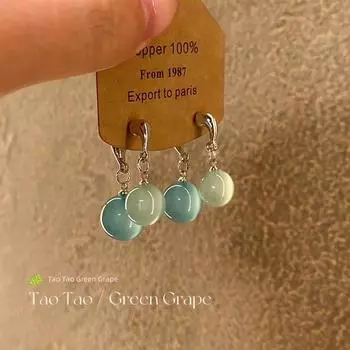 Прохладное лето ~ Серьги-крестики с ледяным шаром Женские уникальные Новое поступление 2025 года Необычные нишевые серьги Серьги Ice transparent round bead earrings