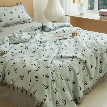 Прохладное одеяло, стеганое одеяло из хлопка, промытого водой, мятая пряжа, летнее одеяло, набор из четырех сердец для девочек, летнее прохладное одеяло с кондиционером Quilt 150 x 200cm