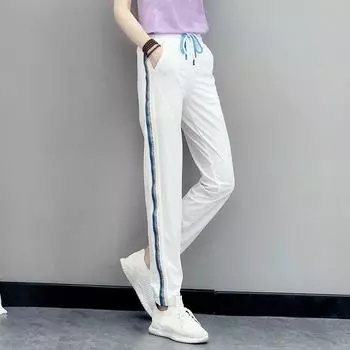 Прохладные и быстросохнущие женские легкие и дышащие брюки для бега M белый