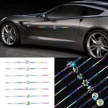 Прохладные красочные светоотражающие лазерные наклейки для украшения автомобиля, двери автомобиля, логотип автомобиля, наклейки на ремонт