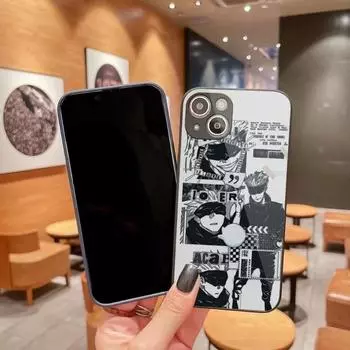 Прохладный чехол для телефона Jujutsu Kaisen Gojo для IPhone 14 13 12 11 Pro Max X XR XS 8 7 Plus Цветной чехол для телефона из жидкого стекла iPhone 14