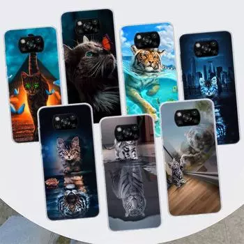 Прохладный чехол для телефона с изображением большого кота и тигра для Xiaomi Poco X3 GT X5 X4 NFC M4 Pro M3 M2 F3 F2 F1 Mi Note 10 A3 A2 Lite A1 CC9E Fundas Xiaomi Poco X3 NFC