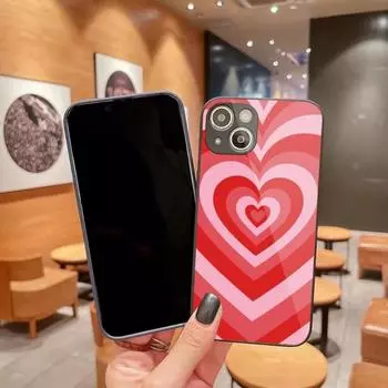 Прохладный чехол для телефона с сердечком и кругом для IPhone 14 13 12 11 Pro Max X XR XS 8 7 Plus Цветной чехол для телефона из жидкого стекла iPhone 14