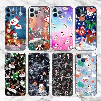 Прохладный чехол с рисунком Санта-Клауса и лося для Apple iPhone 14 11 13 12 Pro 7 XR X XS Max 8 Plus 6 6S 14Pro, черный мягкий чехол для телефона iPhone 6 6S