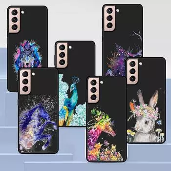 Прохладный черный чехол с красочным животным для Samsung Galaxy S20 FE S21 S22 Ultra S10 Plus S9 S8 S10e S7 Edge, мягкий силиконовый чехол для телефона Samsung S7