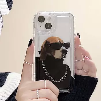 Прохладный черный противоударный силиконовый мягкий чехол с собакой в стиле панк для Iphone Xr Xsmax 14 Pro Max Plus X 13 12 11 Promax Back Shell Fundas for iphone X XS