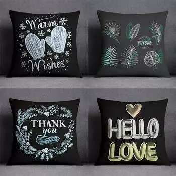 Прохладный черный стиль, черный фон с принтом, наволочка для дома, спальни, гостиной, дивана, декоративная наволочка 40X40CM