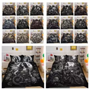 Прохладный комплект постельного белья, чехол с 3D красивым черепом, домашняя постельная одежда, одноместное двуспальное покрывало, комплект пододеяльников для подростков UK Single 135x200cm
