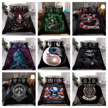 Прохладный комплект постельного белья, пододеяльник, череп, домашний комплект постельного белья, подарок Single 135x200cm