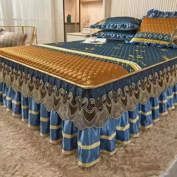 Прохладный коврик из натурального латекса в европейском стиле, наволочка, летняя высококачественная юбка-кровать, коврик из ледяного шелка, коврик для кондиционирования воздуха, мягкий коврик 150x200cm bed 3pcs