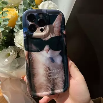 Прохладный противоударный чехол для телефона с котом Relif Ins для Iphone 14promax 14 Pro Max Plus 13 11 12 Promax, защитная мультяшная милая задняя крышка For iphone 14