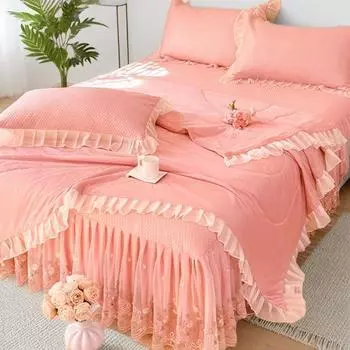 Прохладный шелковый коврик из бобов льда, четырехсекционный пододеяльник, кружевной летний коврик для кондиционирования воздуха, покрывало, подкладка, можно стирать в стиральной машине 150x200cm