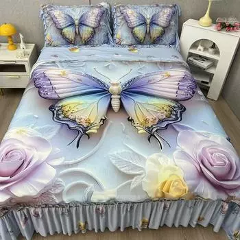 Прохладный шелковый коврик из бобов льда, четырехсекционный пододеяльник, кружевной летний коврик для кондиционирования воздуха, покрывало, подкладка, можно стирать в стиральной машине 1.5m bed cover4pcs