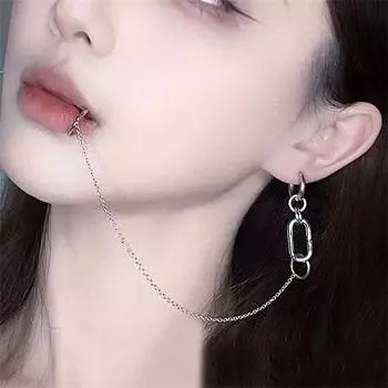 Прохладный стиль, серьги-клипсы для губ, серьги в стиле панк-цепочки, шарнирное кольцо для губ для женщин и мужчин, ювелирные аксессуары