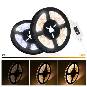 Прохладный светодиодный сенсорный светильник для шкафа USB интеллектуальный водонепроницаемый затемняющий светильник универсальный домашний светильник для спальни и гардероба 5m теплый белый