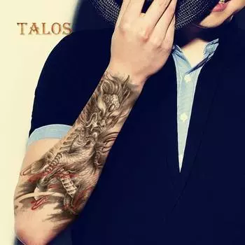 Прохладный Тигр Лев Дракон Рука Плечо Водонепроницаемый Временные Поддельные Татуировки Наклейки Временные Татуировки HB-724