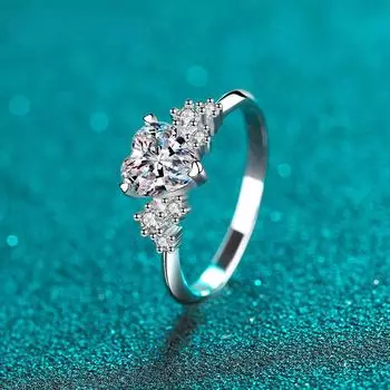Проходит проверку на бриллианты, стерлинговое серебро 925 пробы, 1 карат, кольцо с муассанитом, обручальное кольцо с сердечком, Вечность, свадебные украшения, женские драгоценные камни 5