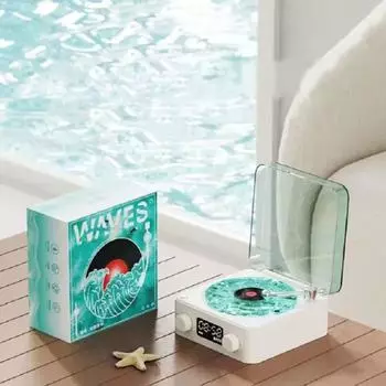 Проигрыватель аудиозаписей Ретро музыкальный плеер Новый динамик Bluetooth Будильник розовый