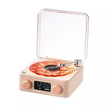 Проигрыватель аудиозаписей Ретро музыкальный плеер Новый динамик Bluetooth Будильник белый