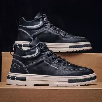 Производитель 2024 года, осень-зима, новые высокие туфли, мужские туфли, трендовые универсальные повседневные туфли, модная обувь, мужская обувь 39 чёрный