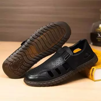 Производитель 2024 летние новые мужские сандалии удобные дышащие дырочные туфли для пожилых полые классные туфли 39