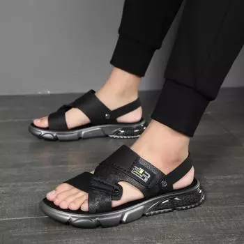 Производитель 2025 года, летняя новая повседневная верхняя одежда, мужские сандалии двойного назначения с мягкой подошвой, нескользящие пляжные тапочки для улицы 38