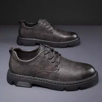 Производитель 2025 осень новые кожаные повседневные деловые кожаные туфли мужские легкие дышащие нескользящие ретро-обувь 38