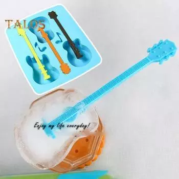 Производитель кубиков льда, креативная форма, многоцелевой, экологически чистый, удобный, уникальный лоток для льда в форме гитары, аксессуары для бара синий