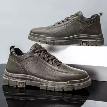 Производитель мужских кроссовок осень 2024 года, новые кроссовки для серфинга, мужские повседневные кожаные кроссовки для походов на открытом воздухе, износостойкие на платформе 39 чёрный