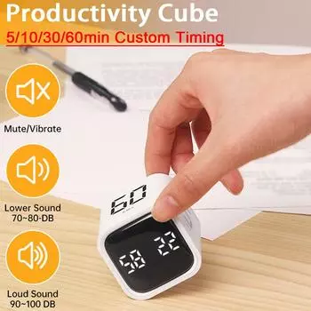 Производительность Куб Таймер Датчик Гравитации Переворачивающийся Таймер со Светодиодным Дисплеем 4 Режима Пользовательский Таймер Обратный Отсчет для Задачи Кулинария Исследование чёрный