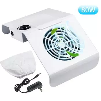 Производитель пылесоса для ногтей 80 Вт, белый, настольный, с регулятором скорости, пылесборник с фильтром, большой всасывающий патрубок