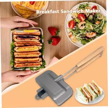 Производитель жареных сэндвичей Производитель тостов с антипригарным покрытием Двухсторонняя форма для выпечки сэндвичей со съемной ручкой для завтрака