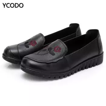 Производители Прямые женские туфли из коровьей кожи с одним слоем головы Легкие удобные женские туфли из воловьей кожи 41 чёрный