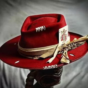 Производители шерстяных шляп с тесьмой, европейская и американская мода, универсальные, ретро, состаренные шляпы из овечьего войлока L58-60cm красный