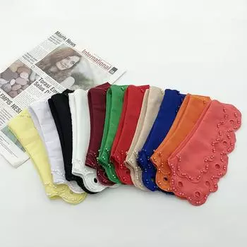 Производство различных видов вышитых поддельных воротников, вышитых вручную гвоздями, женская одежда, универсальная мода, многоцветный поддельный воротник красный