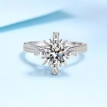 Пройден тест на бриллианты, кольца из стерлингового серебра 1 карата с муассанитом, белое золото 14 карат, цвет D, модное обручальное кольцо с цветком, романтические украшения 5