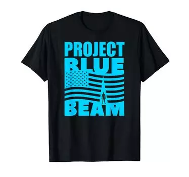 Project Blue Beam Drones Technology USA Flag T-shirt чёрный