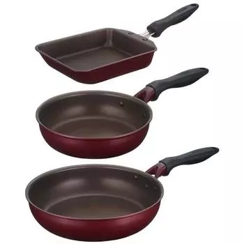 [Project product] Thermos Durable Series Frying Pan KFH 3-piece set Red KFH-SET3-A R